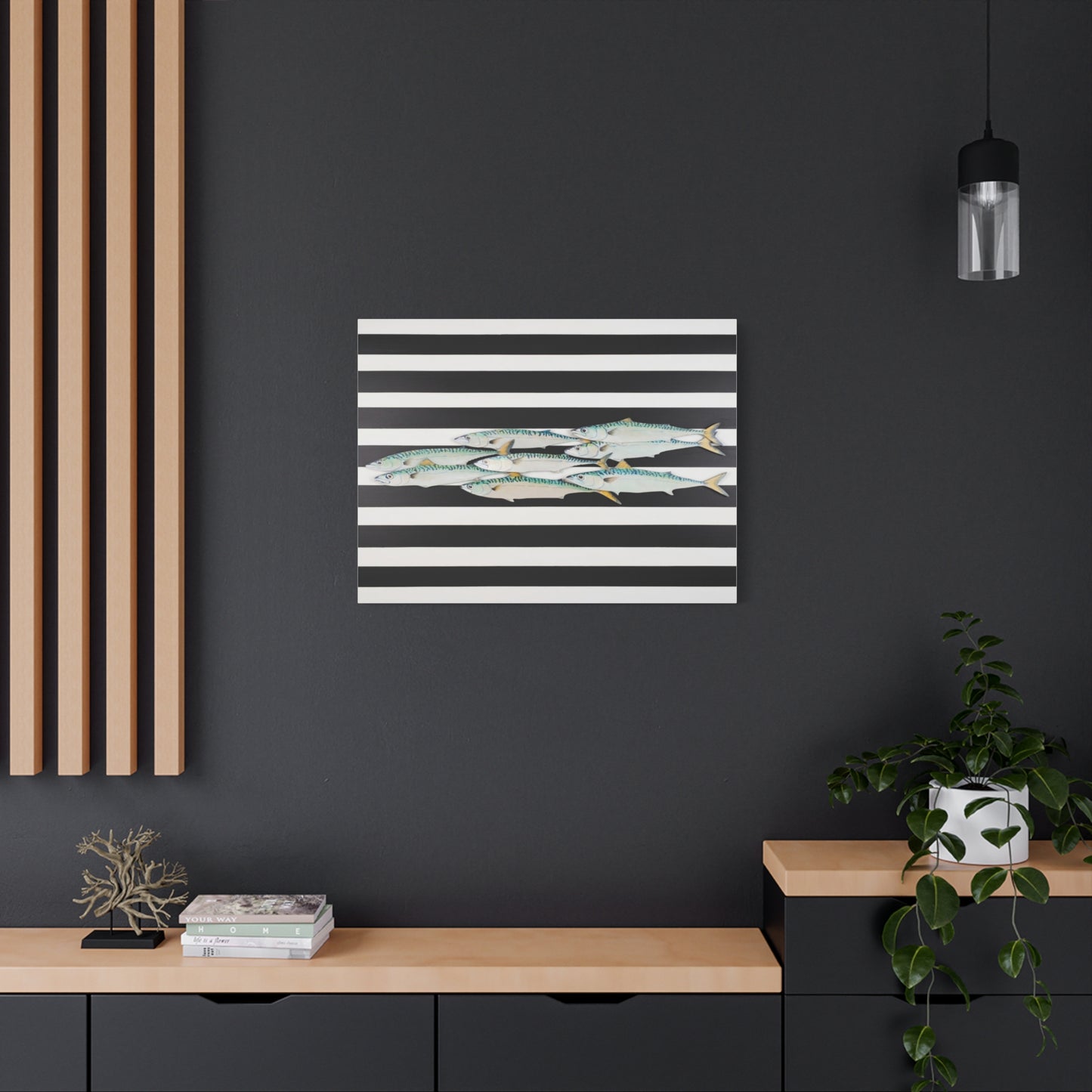 Striped Mackerel School Matte Canvas Print