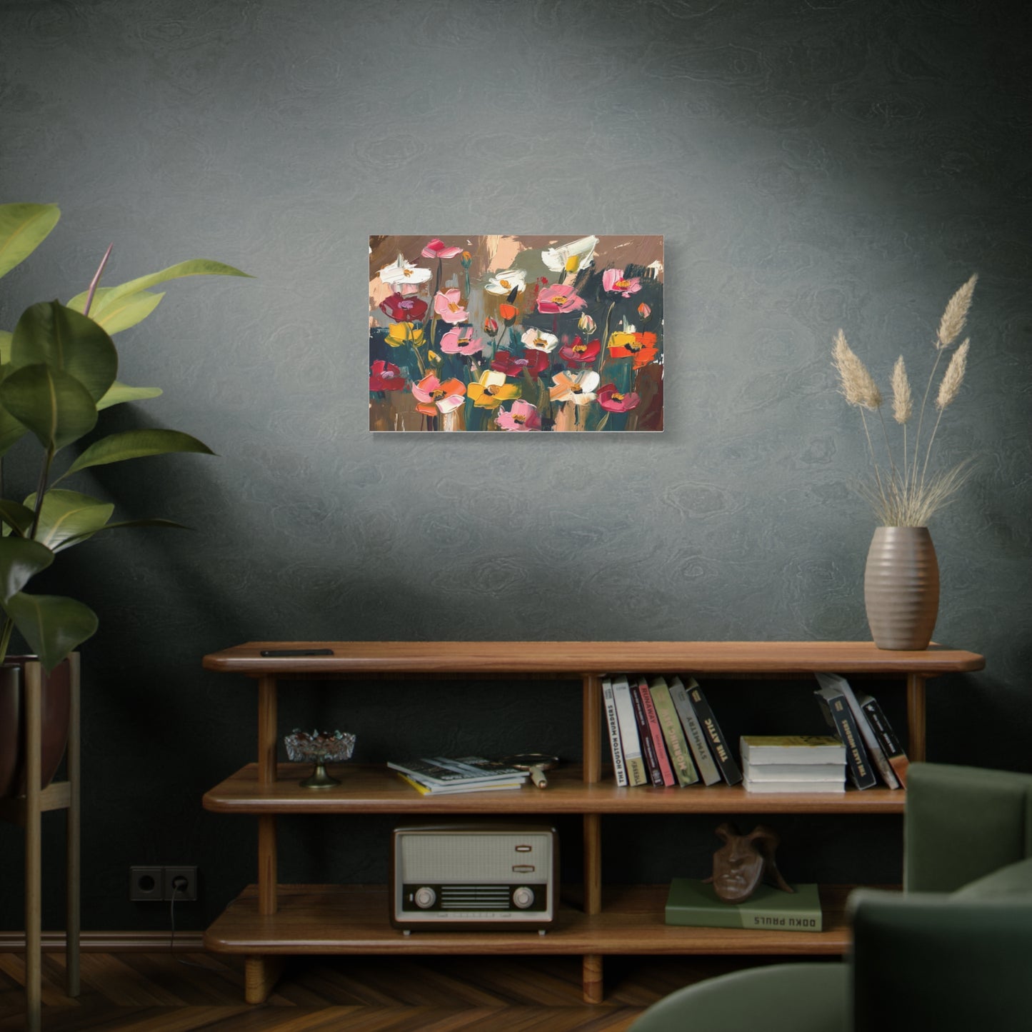 Abstract Floral Canvas Wall Art — Colorful Poppies Matte Stretched Print