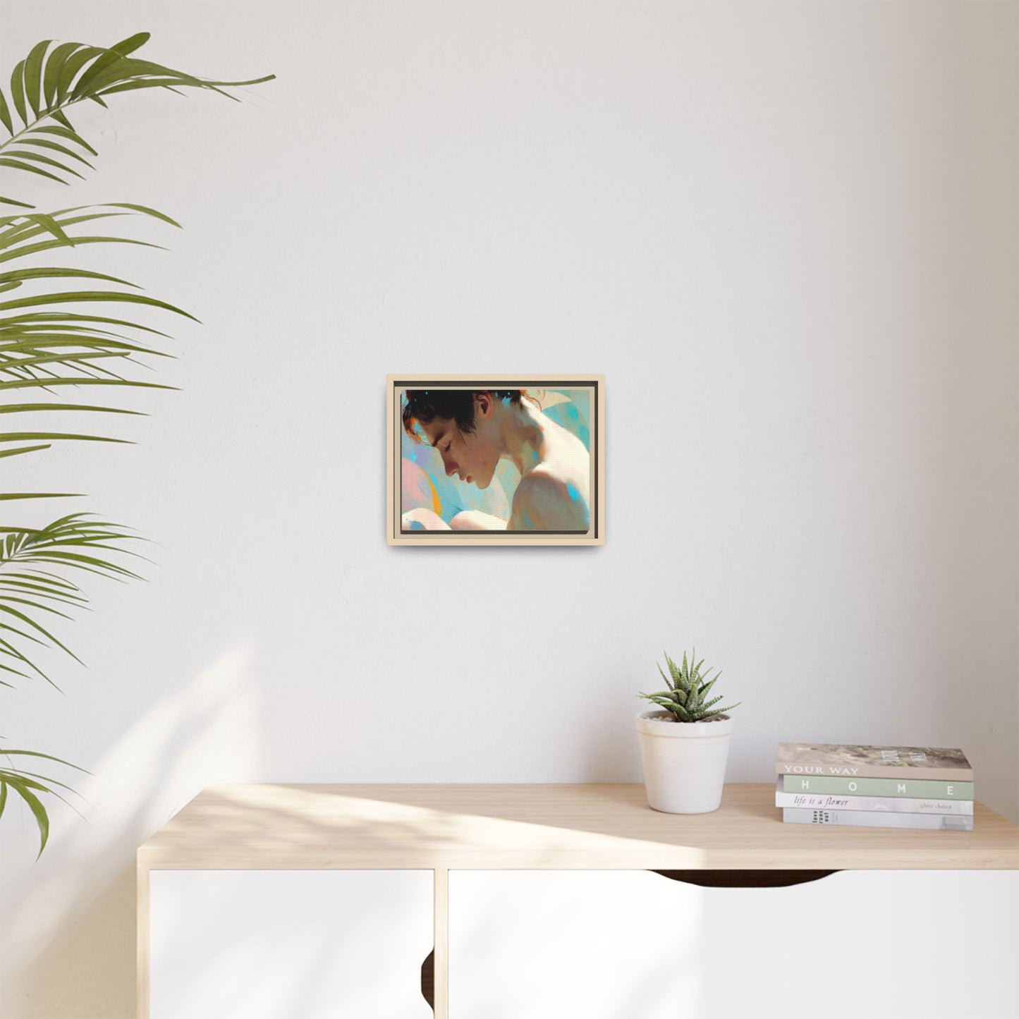 Framed Matte Canvas Print — Dreamy Portrait Art (Multi‑Color)