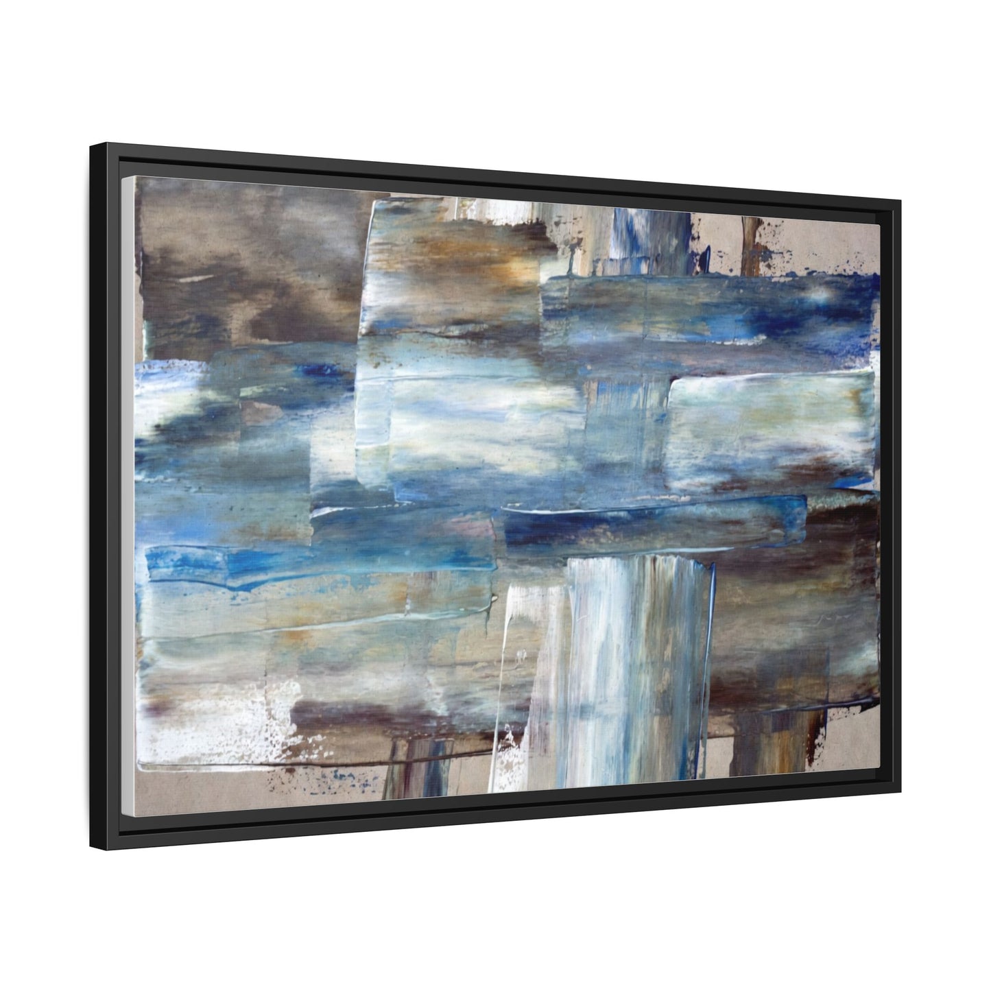 Abstract Blue Coastal Matte Canvas Framed Wall Art