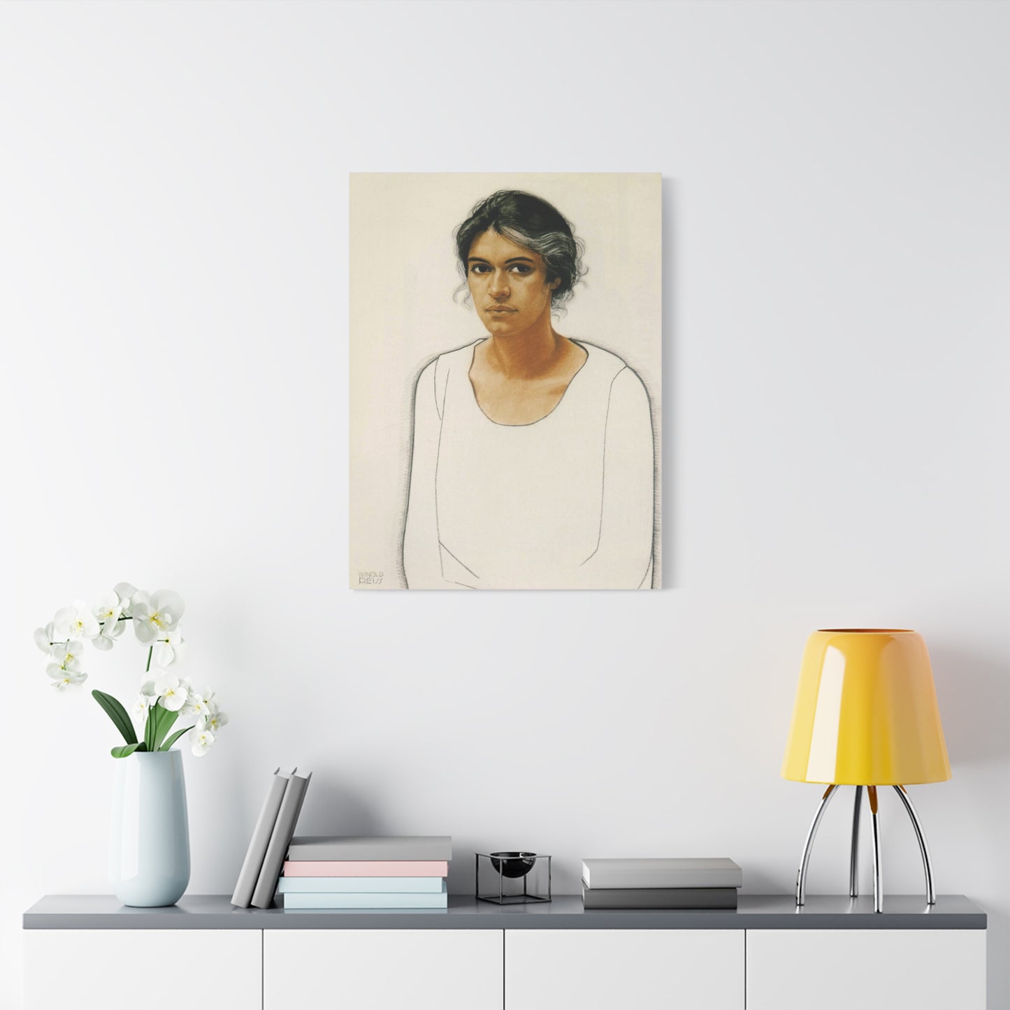 Portrait of a Woman by Winold Reiss Canvas Print – Matte Stretched Wall Art