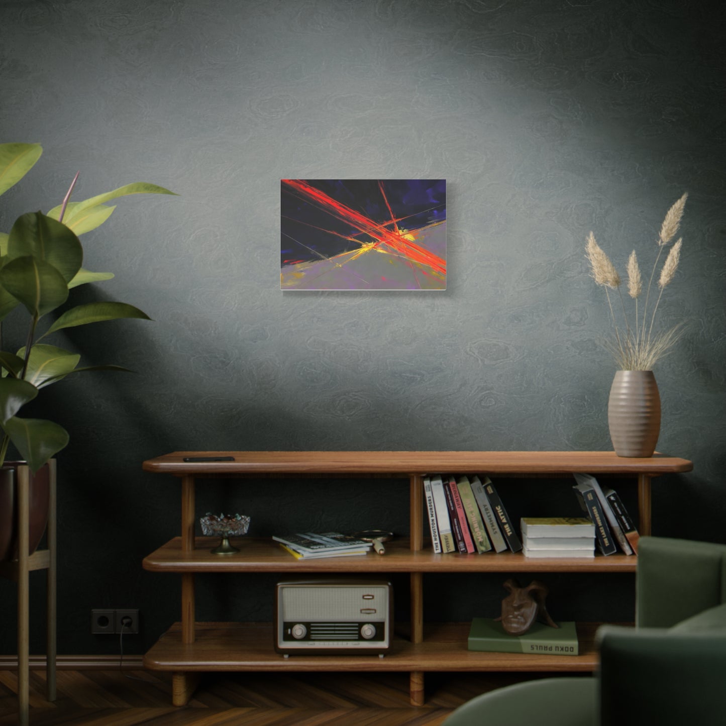 Abstract Red Streaks Matte Canvas Print — Modern Geometric Wall Art
