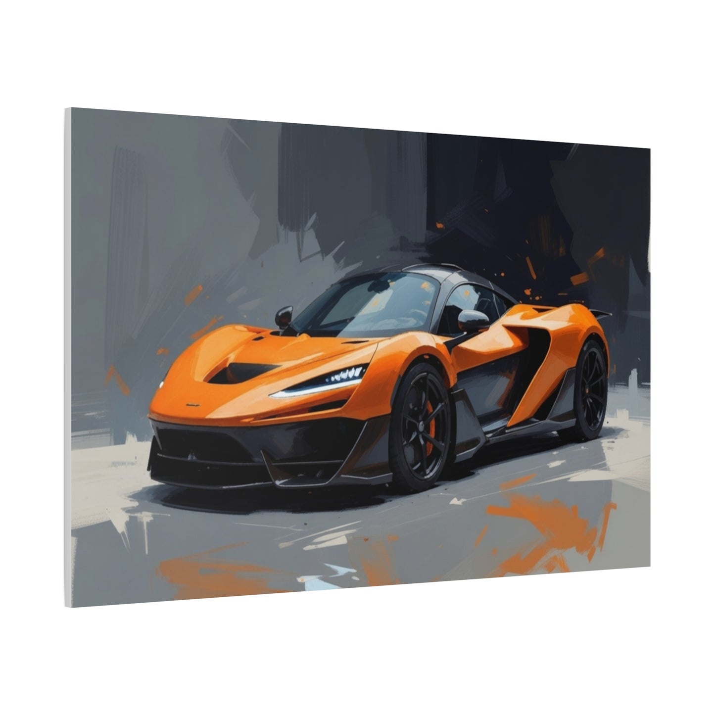 Orange Supercar Matte Canvas Wall Art – Stretched 1.25" Sports Car Print