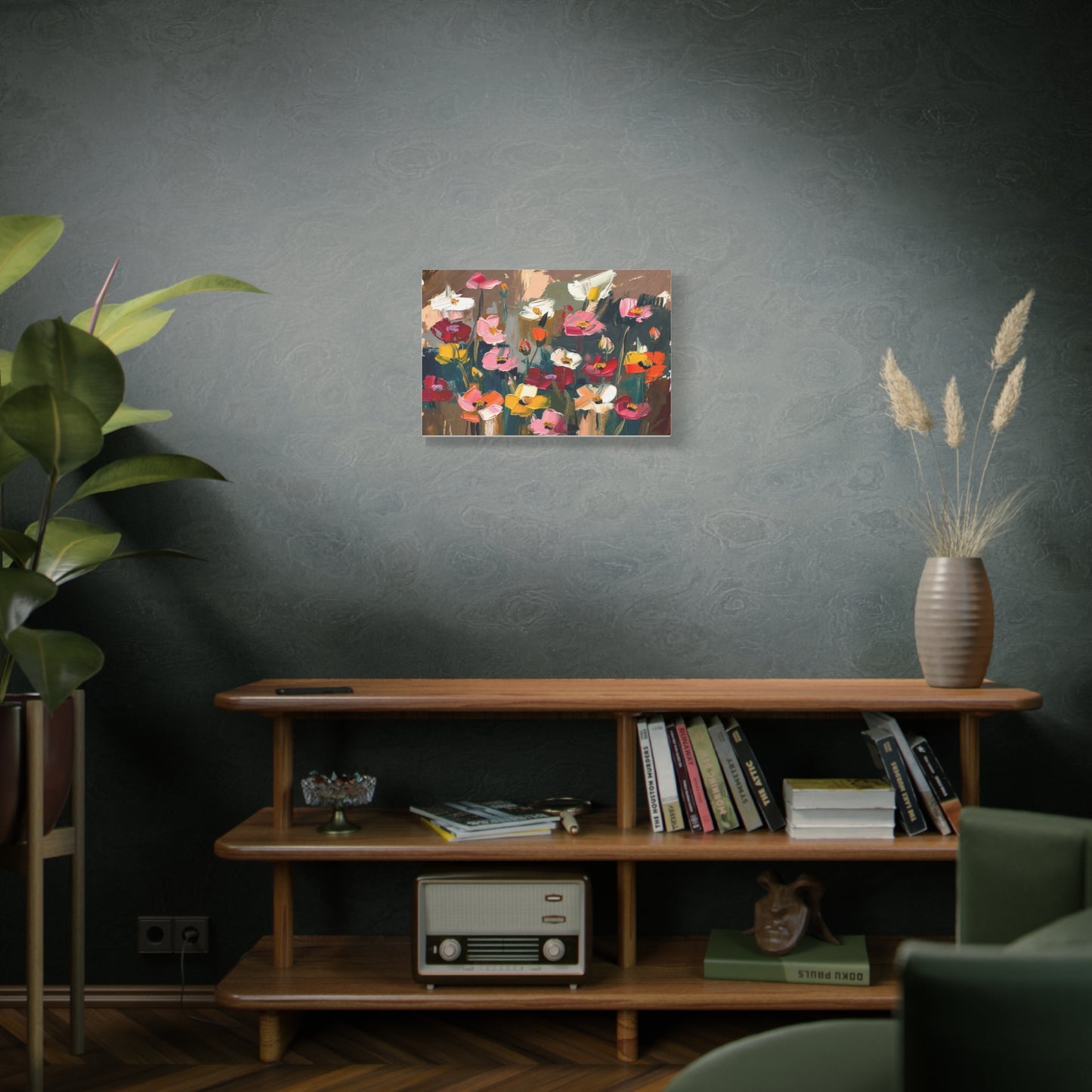 Abstract Floral Canvas Wall Art — Colorful Poppies Matte Stretched Print