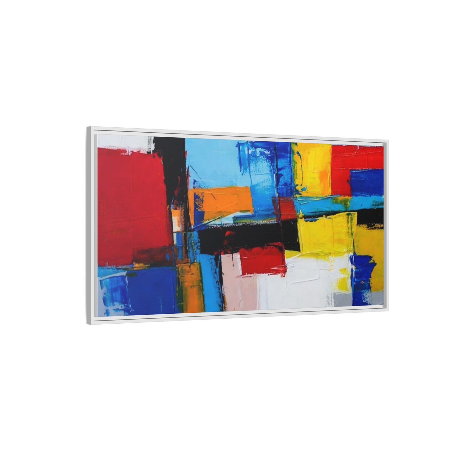 Abstract Color Block Matte Canvas Framed Wall Art