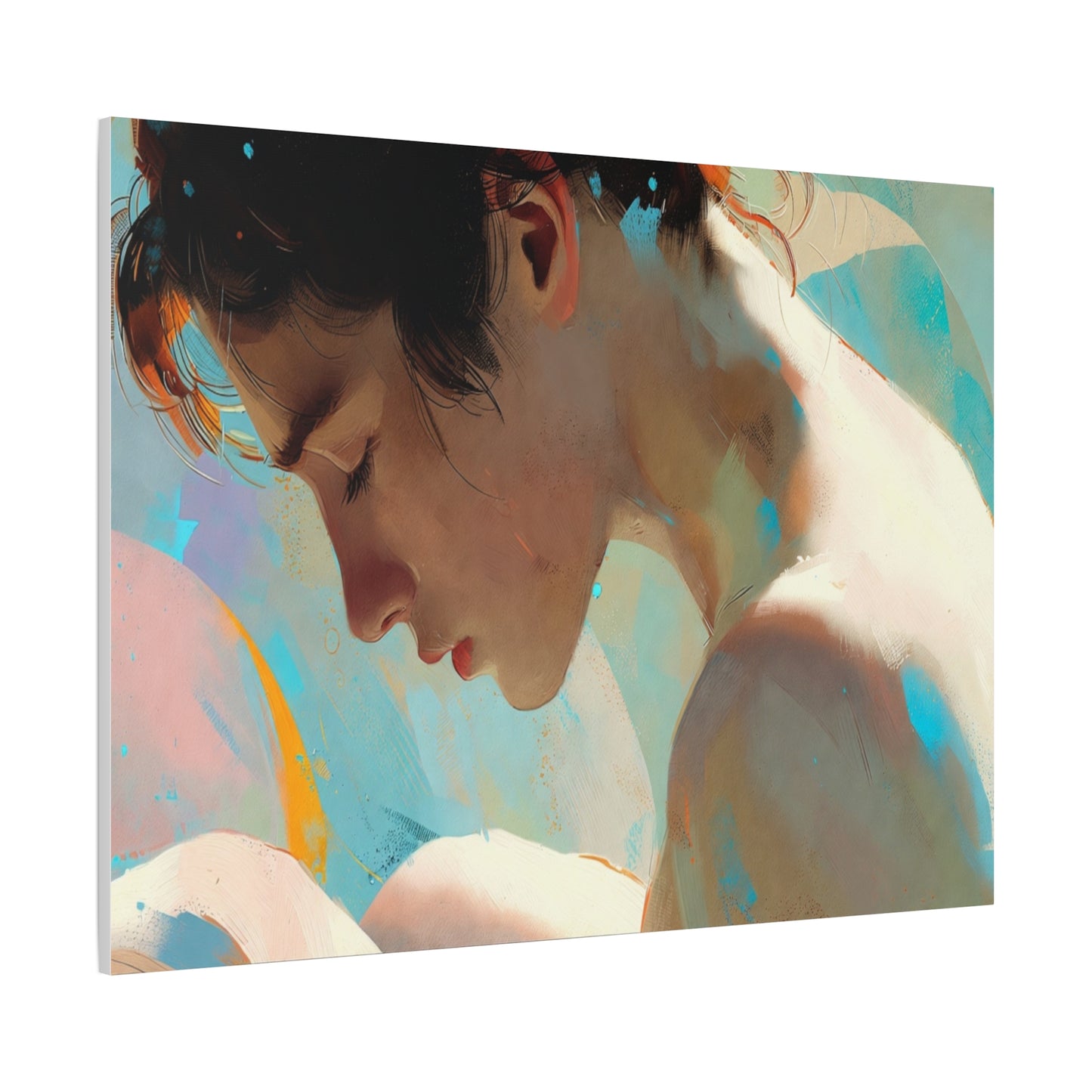 Dreamy Portrait Matte Canvas Print — Serene Female Profile Wall Art, Stretched 1.25"