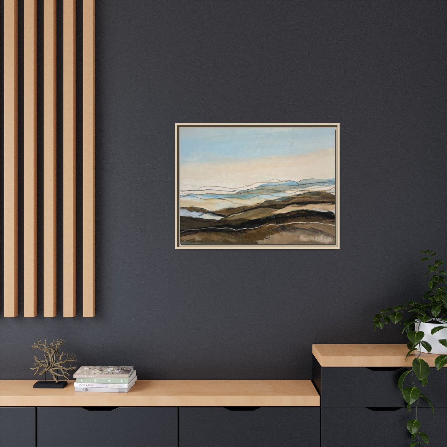 Framed Matte Canvas Print — Abstract Coastal Landscape Wall Art