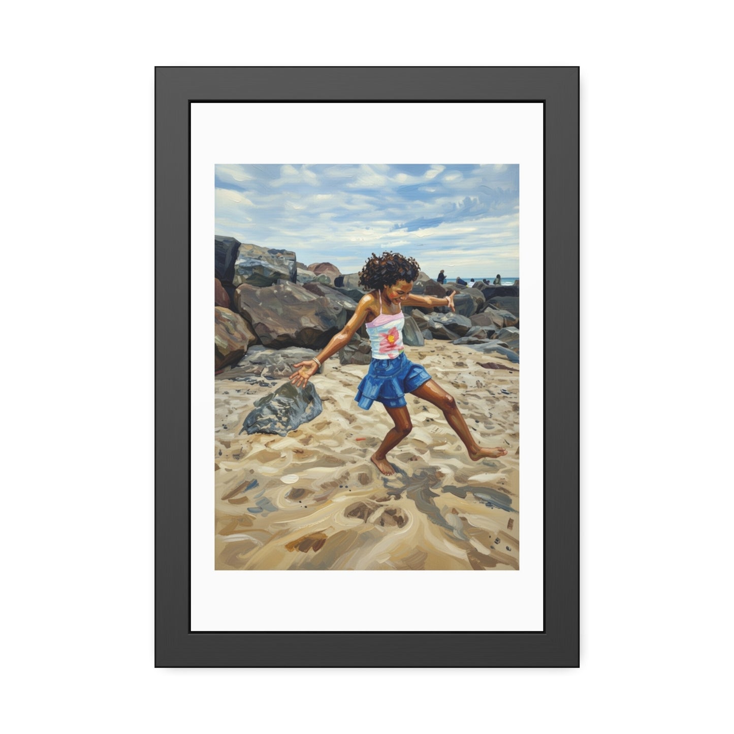 Framed Poster - Joyful Beach Dance Art Print