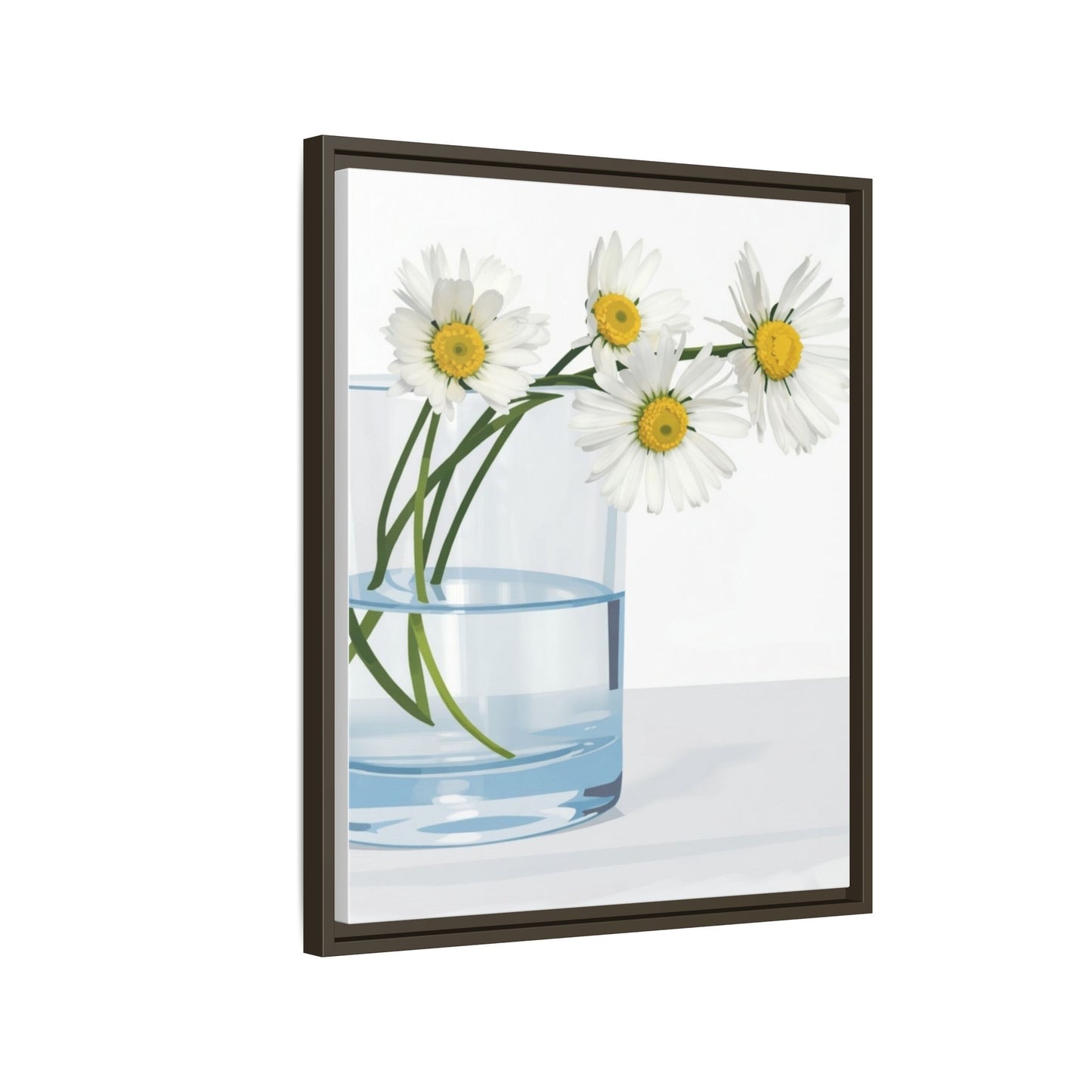 Framed Daisy Canvas Print — Minimal Botanical Wall Art
