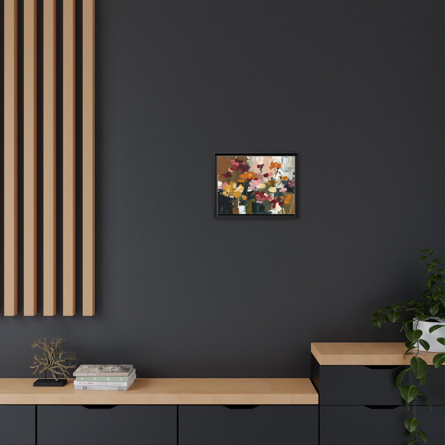Framed Matte Canvas Floral Abstract Wall Art