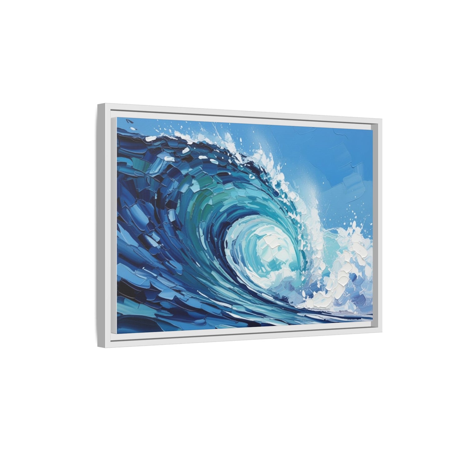 Framed Matte Canvas Wave Art — Blue Ocean Surf Wall Decor