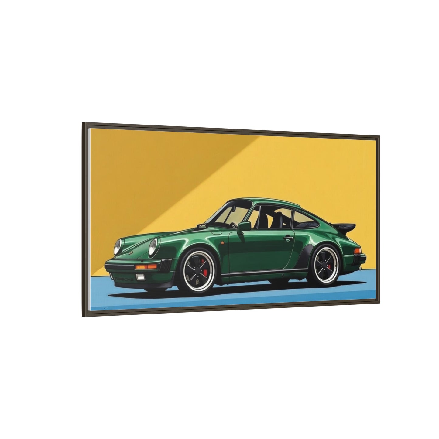 Framed Matte Canvas — Green Sports Car Wall Art
