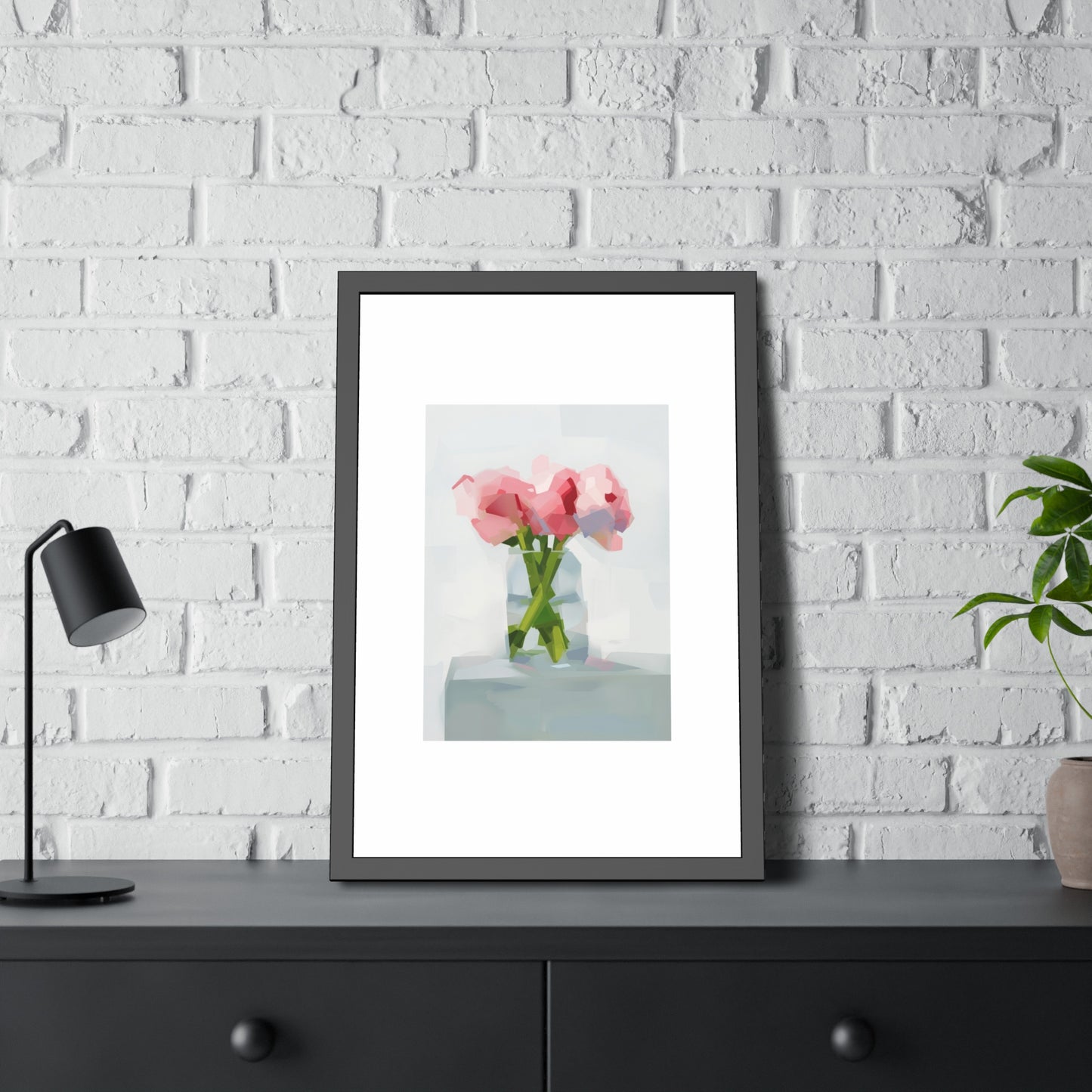Framed Poster — Pink Floral Still Life Art Print (Modern Minimal)
