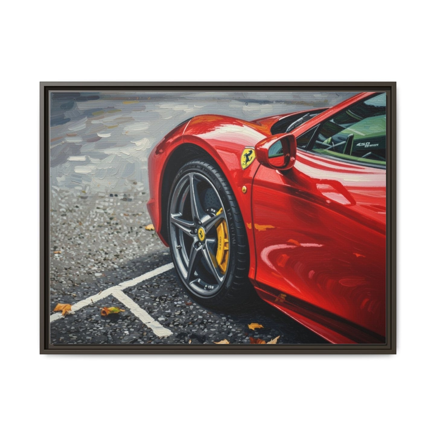Framed Matte Canvas: Red Sports Car Close-Up Art Print