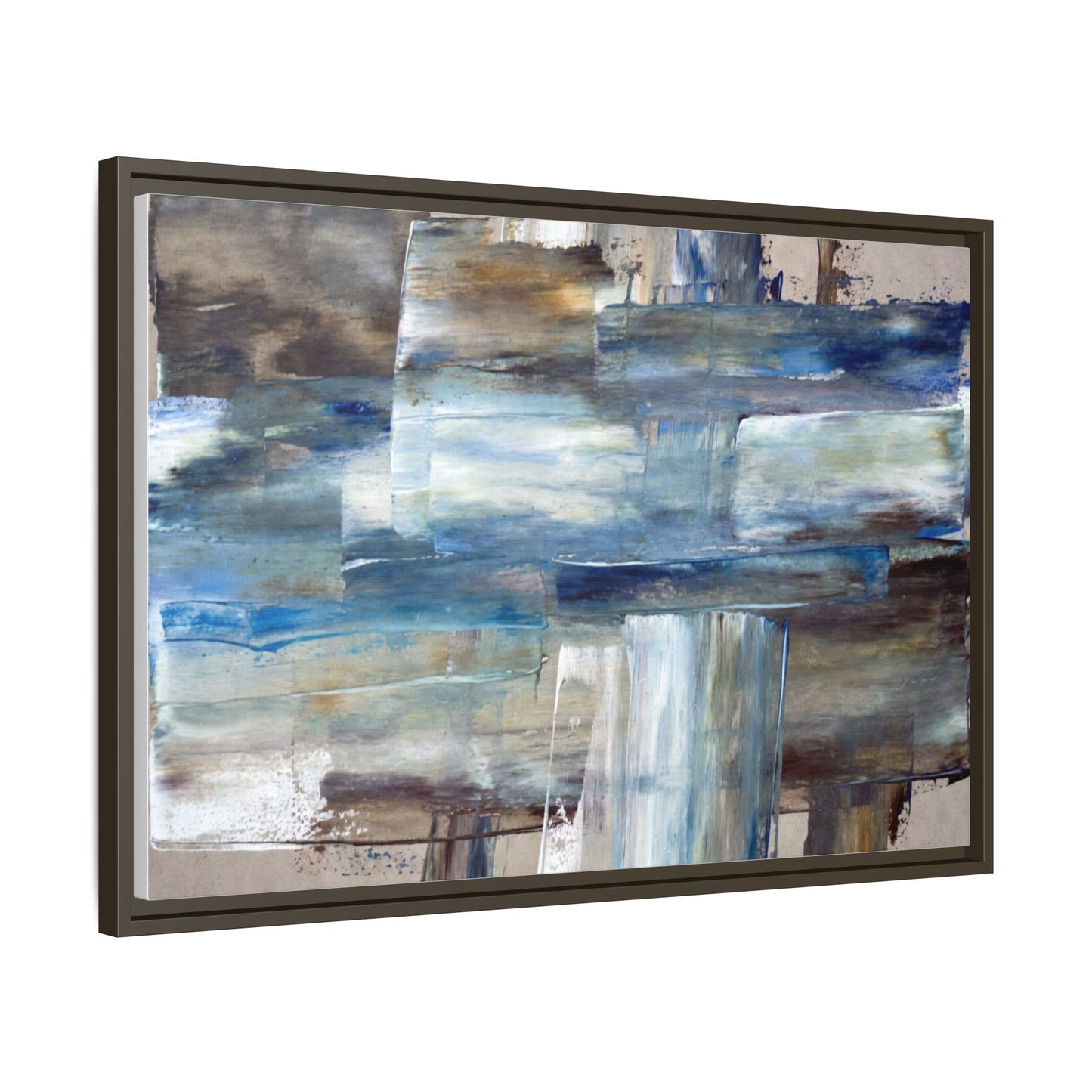 Abstract Blue Coastal Matte Canvas Framed Wall Art