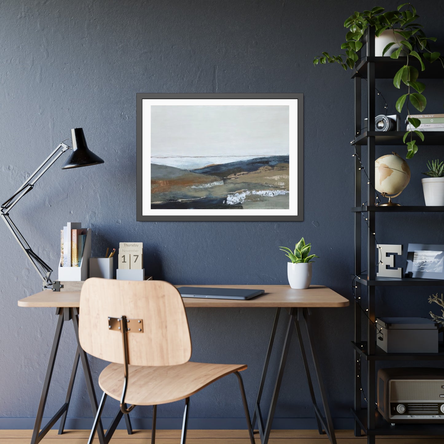 Framed Abstract Landscape Print — Calming Coastal Wall Art Poster