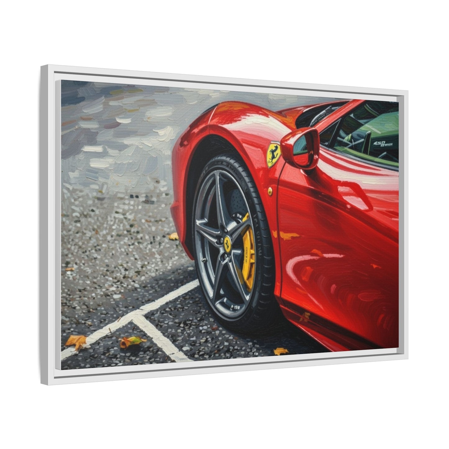 Framed Matte Canvas: Red Sports Car Close-Up Art Print