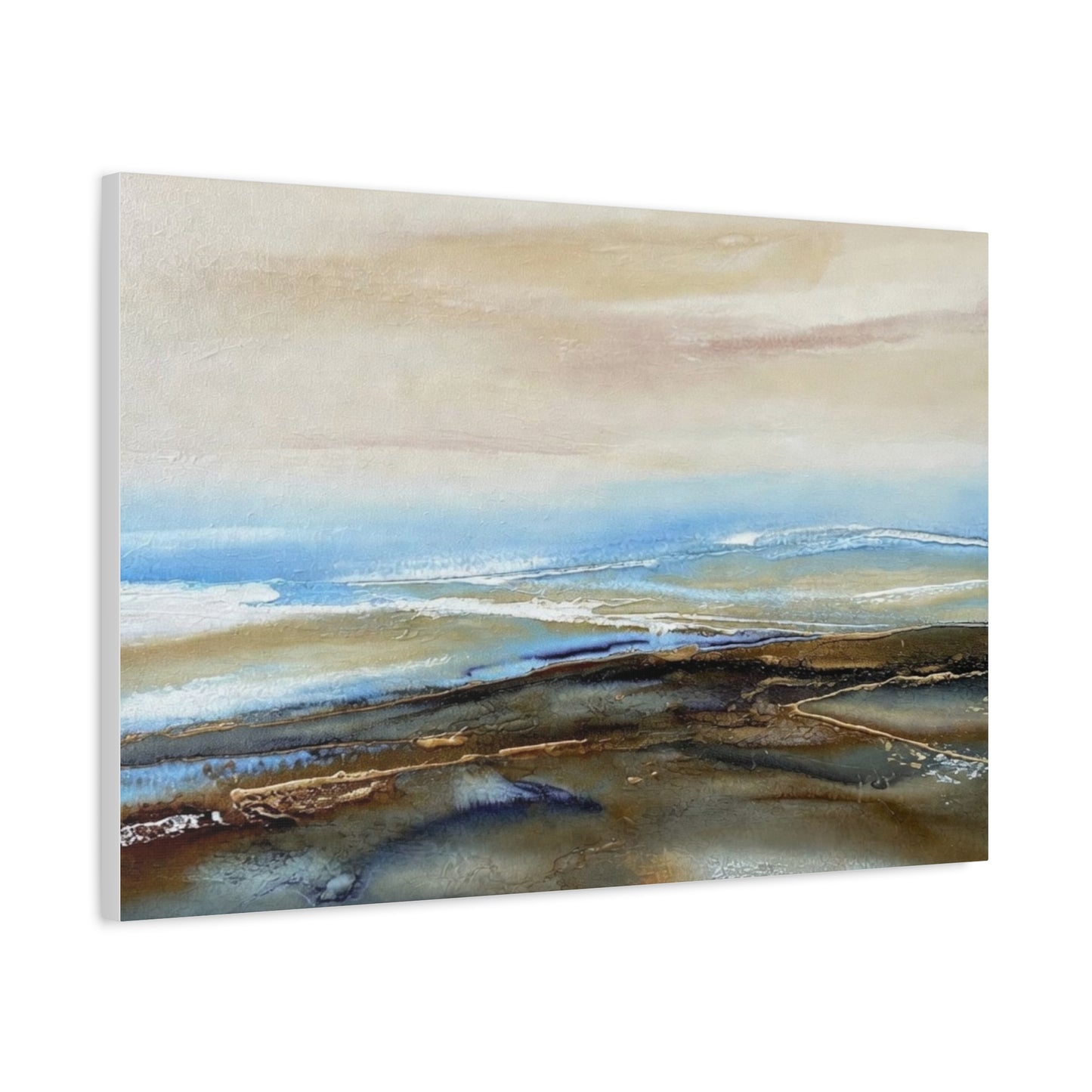 Coastal Abstract Matte Canvas Wall Art — Serene Ocean Horizon Stretch