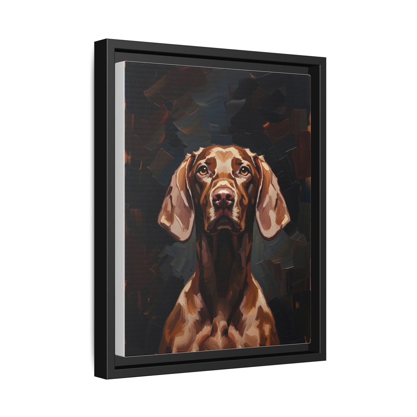 Framed Matte Canvas Dog Portrait – Brown Vizsla Wall Art
