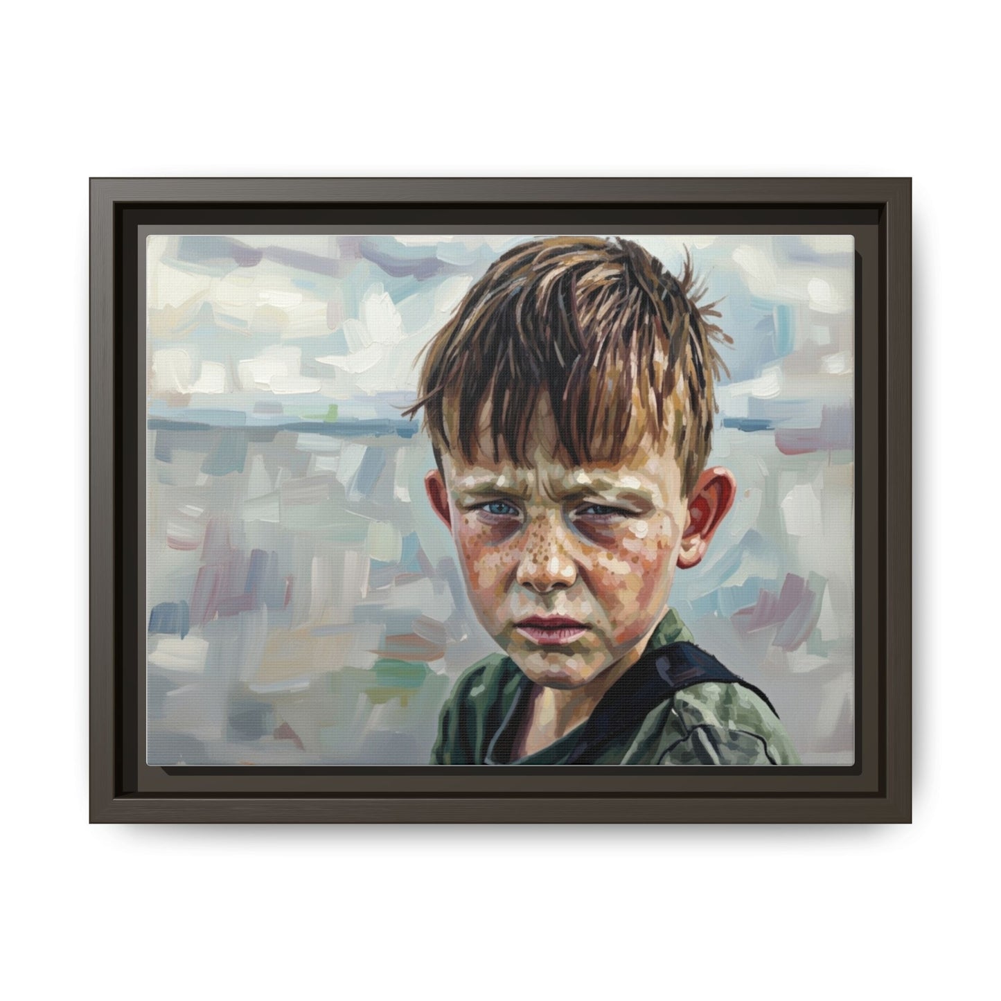 Framed Matte Canvas: Gritty Boy Portrait Art Print