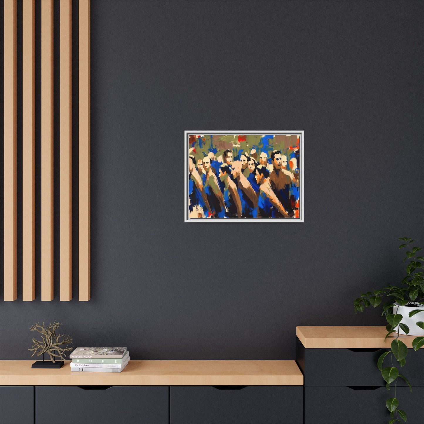 Abstract Crowd Matte Canvas Print — Framed Multi-Color Wall Art