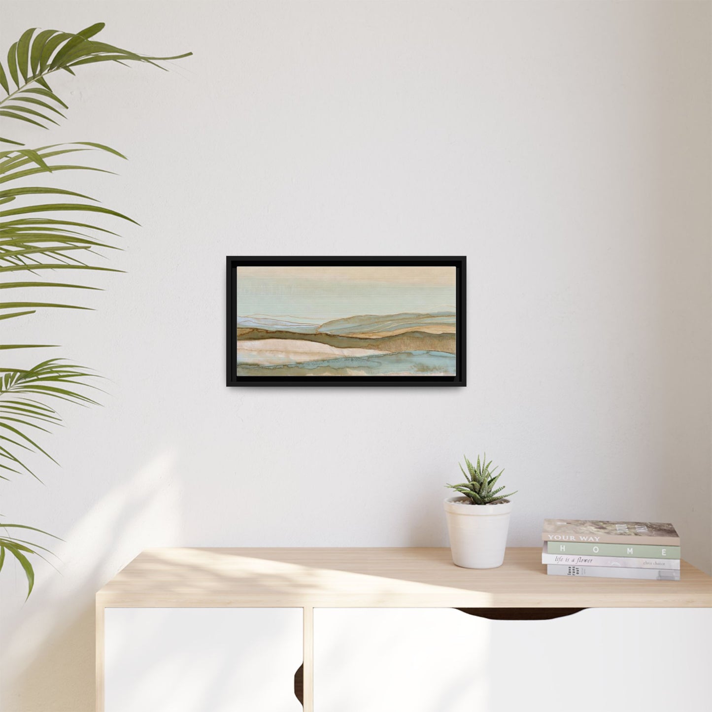 Framed Matte Canvas Coastal Abstract Landscape Wall Art