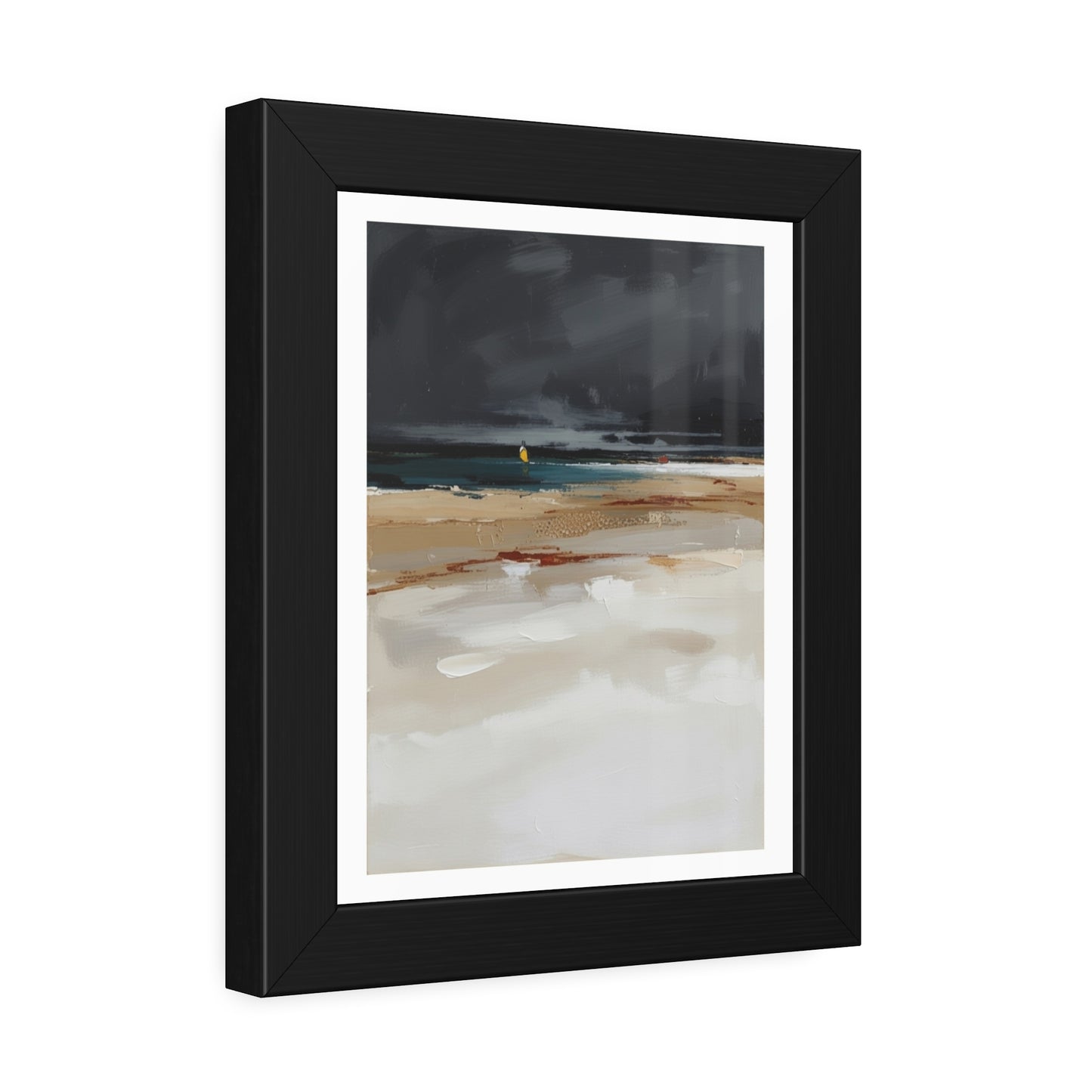 Framed Coastal Beach Print — Moody Seascape Poster in Black Frame