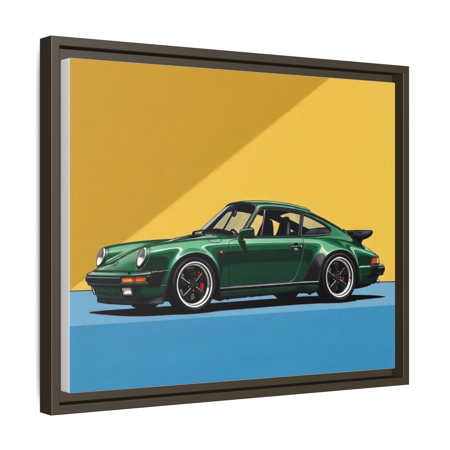 Framed Matte Canvas — Green Sports Car Wall Art
