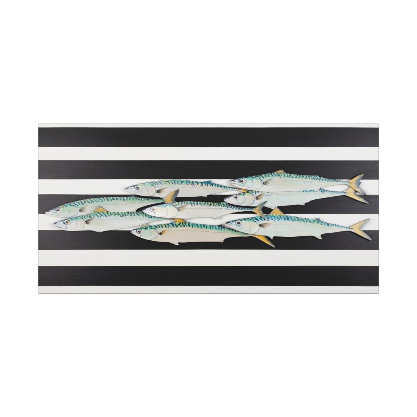 Striped Mackerel School Matte Canvas Print
