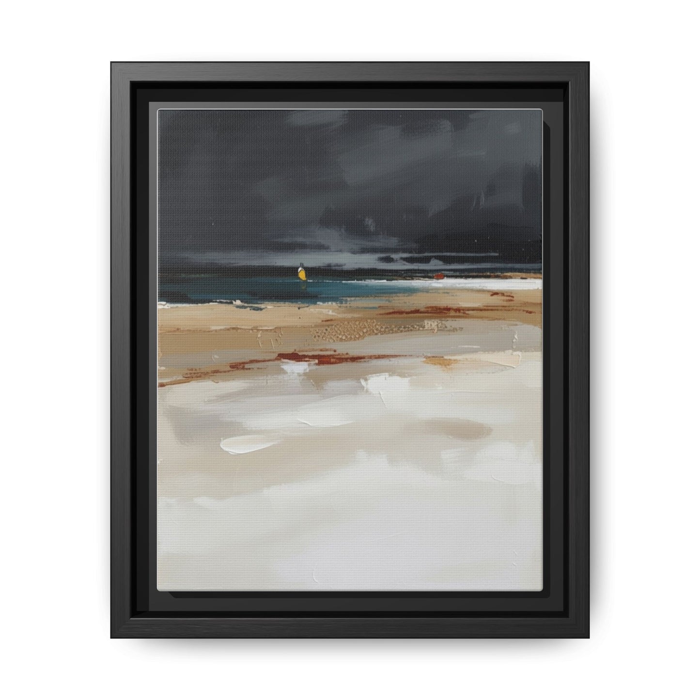 Framed Matte Canvas Beachscape Art Print — Coastal Abstract Wall Decor