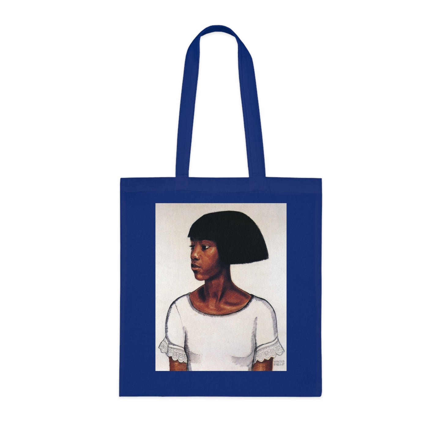 Portrait Cotton Tote Bag — Artistic Black Woman Illustration