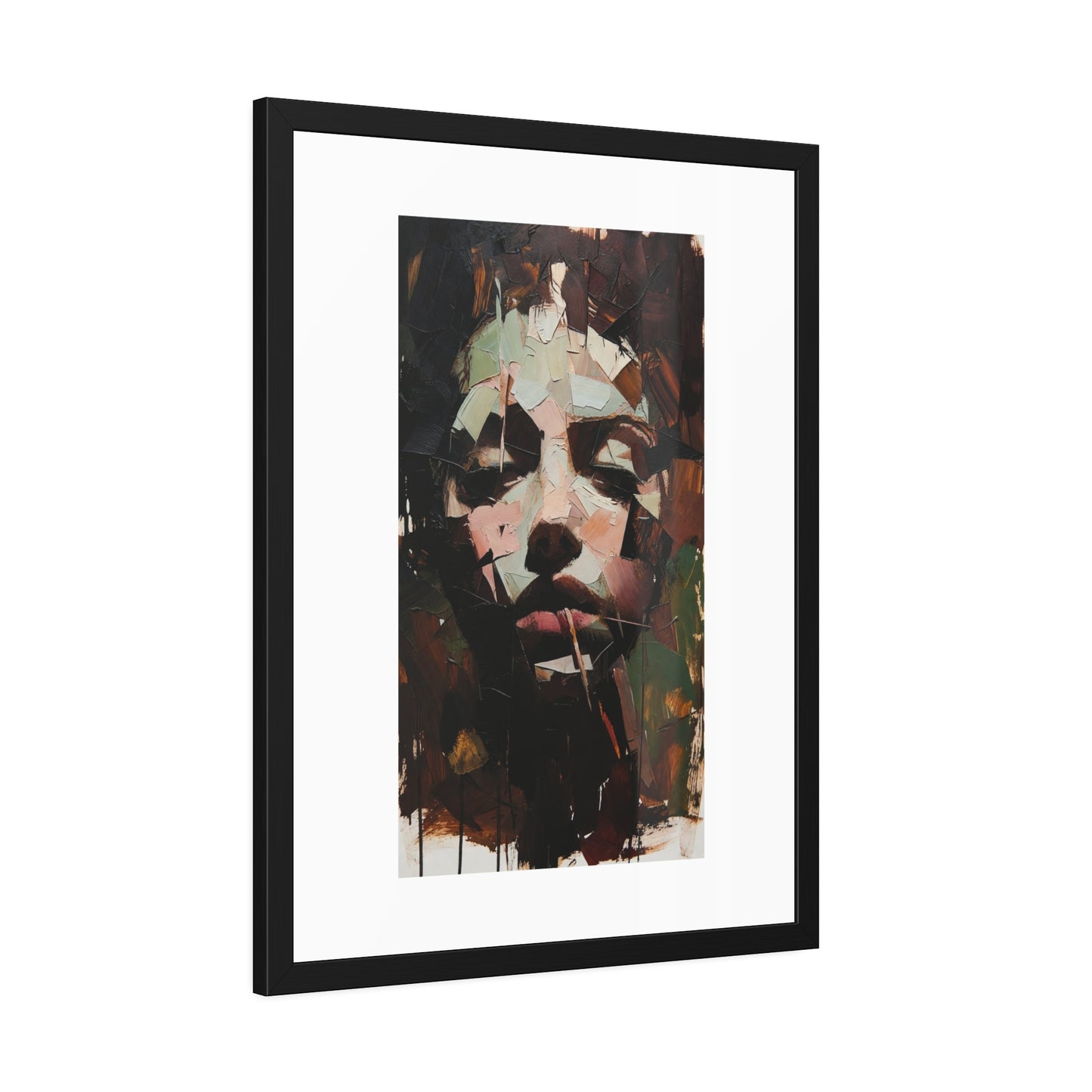 Abstract Portrait Framed Art Print — Moody Contemporary Face Poster for Home & Office