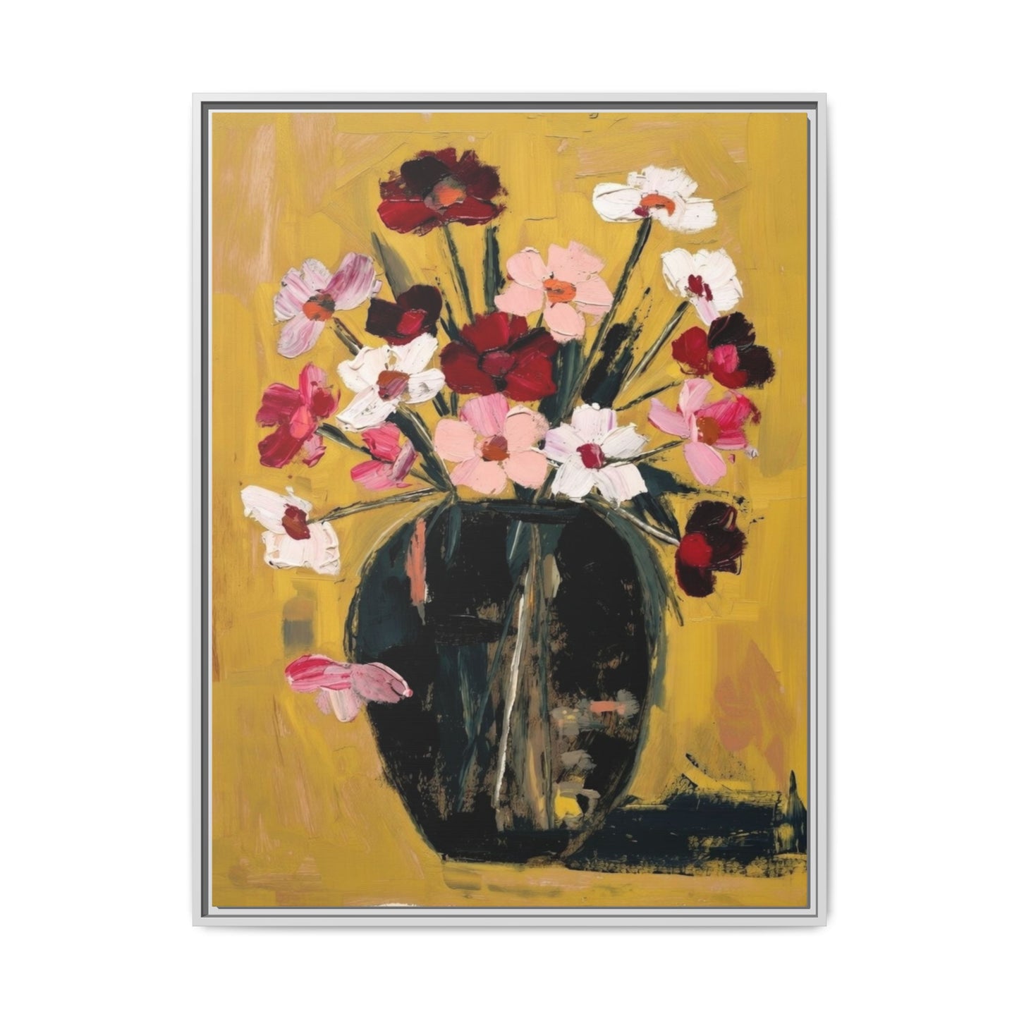 Framed Matte Canvas Floral Still Life Wall Art