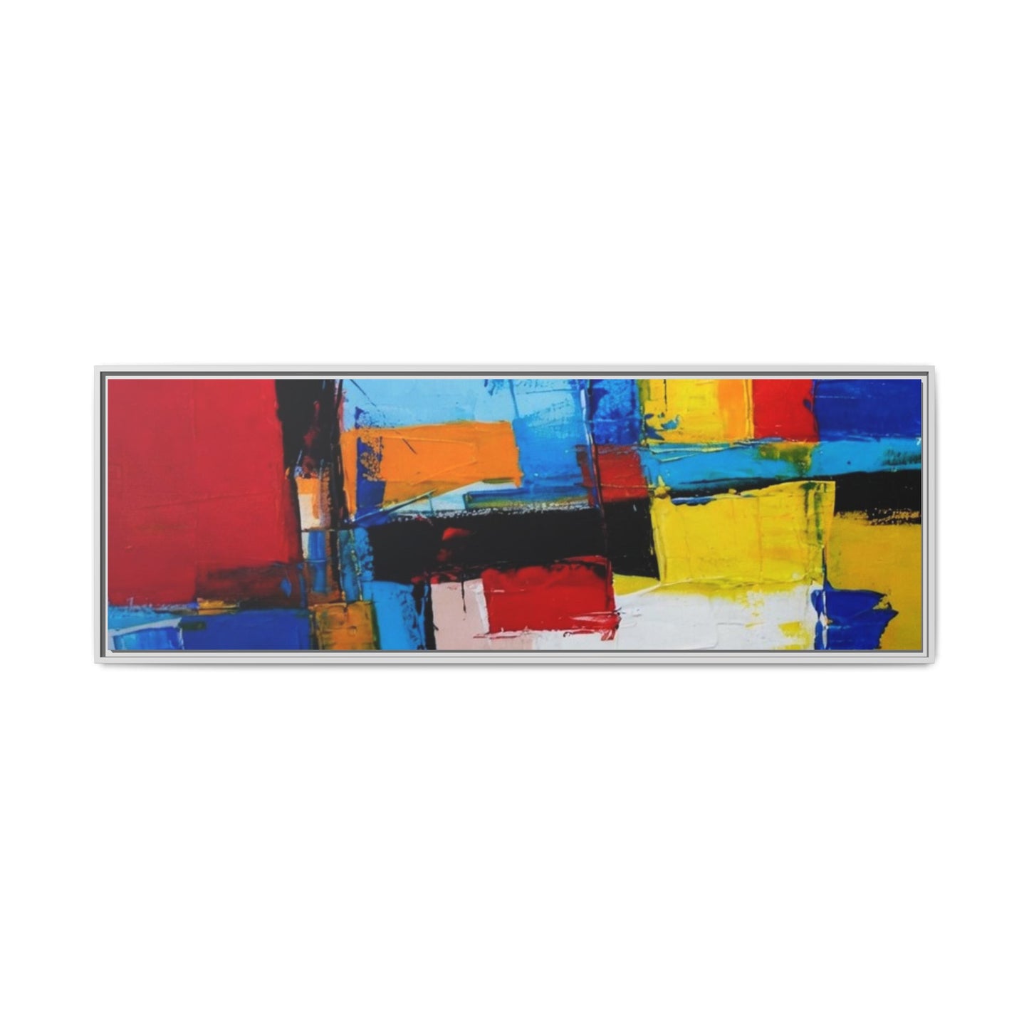 Abstract Color Block Matte Canvas Framed Wall Art