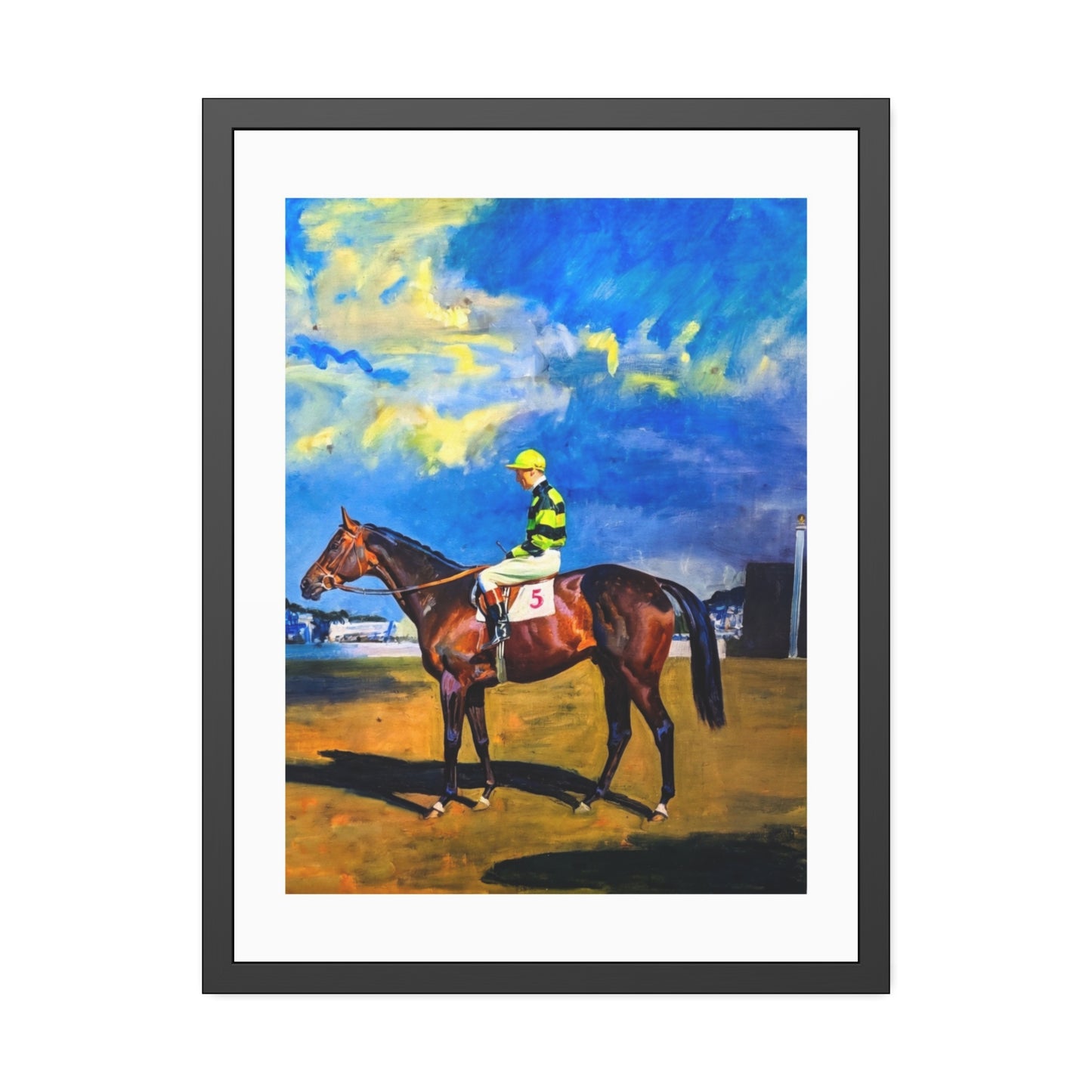 Framed Poster — Vintage Racehorse Jockey Art Print