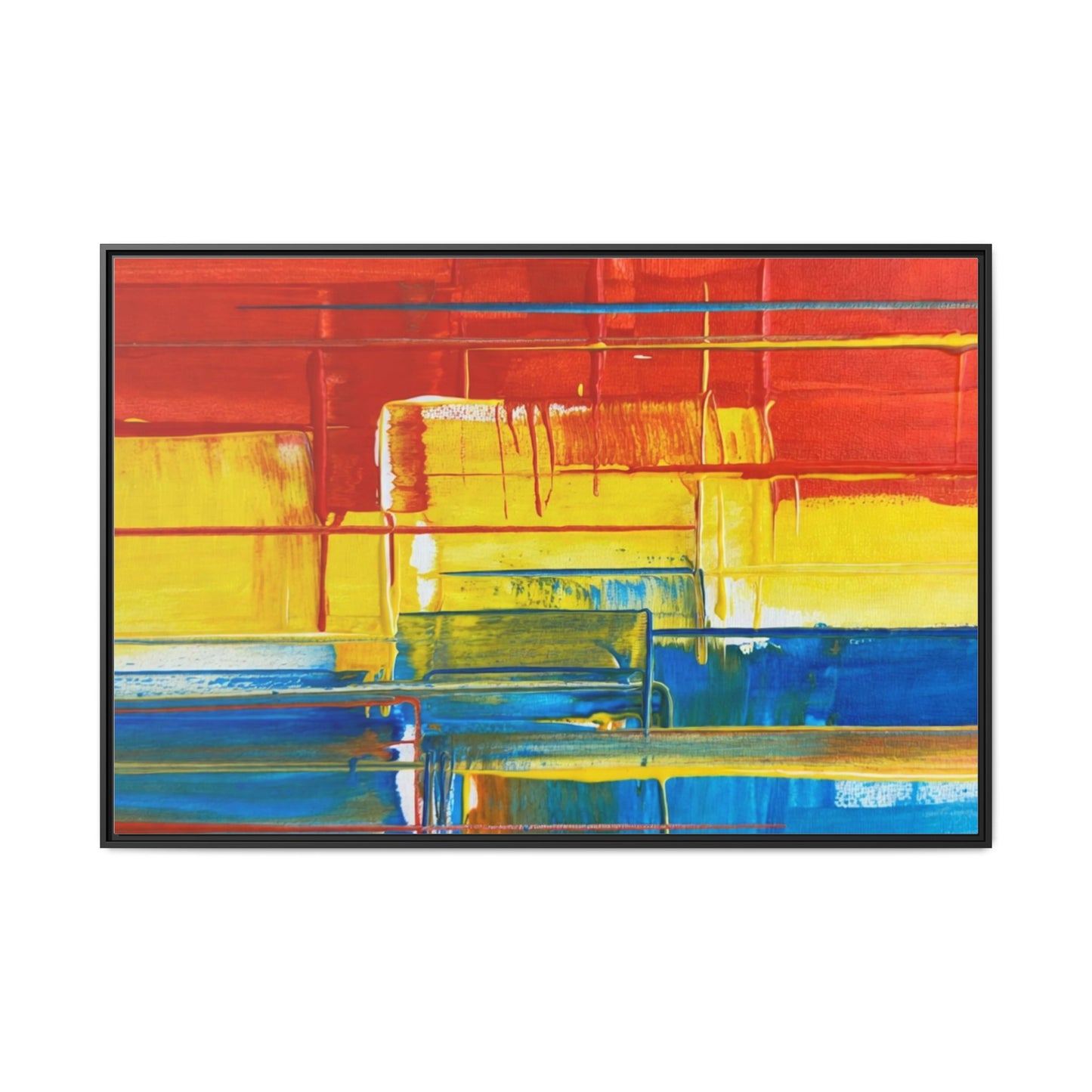 Abstract Multi-Color Framed Canvas Art — Modern Geometric Wall Decor