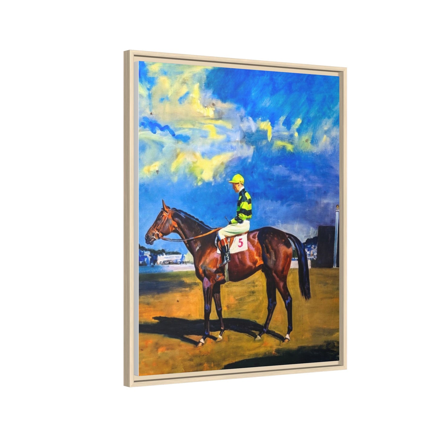 Framed Matte Canvas — Jockey on Racehorse Vintage Equestrian Wall Art
