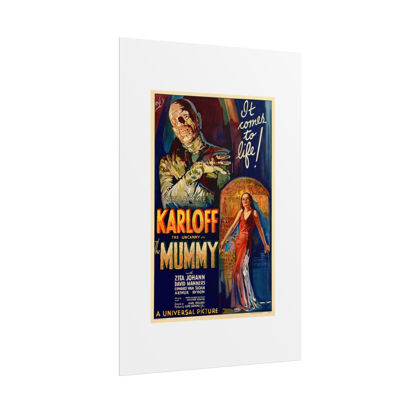 The Mummy 1932 film poster by Karoly Grosz Wall Art Print (Karloff "It Comes to Life!")