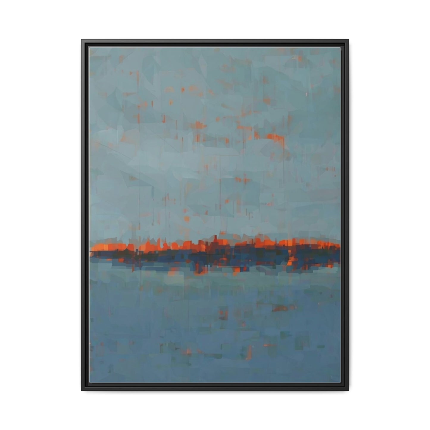 Framed Canvas Art — Teal & Orange Abstract Seascape