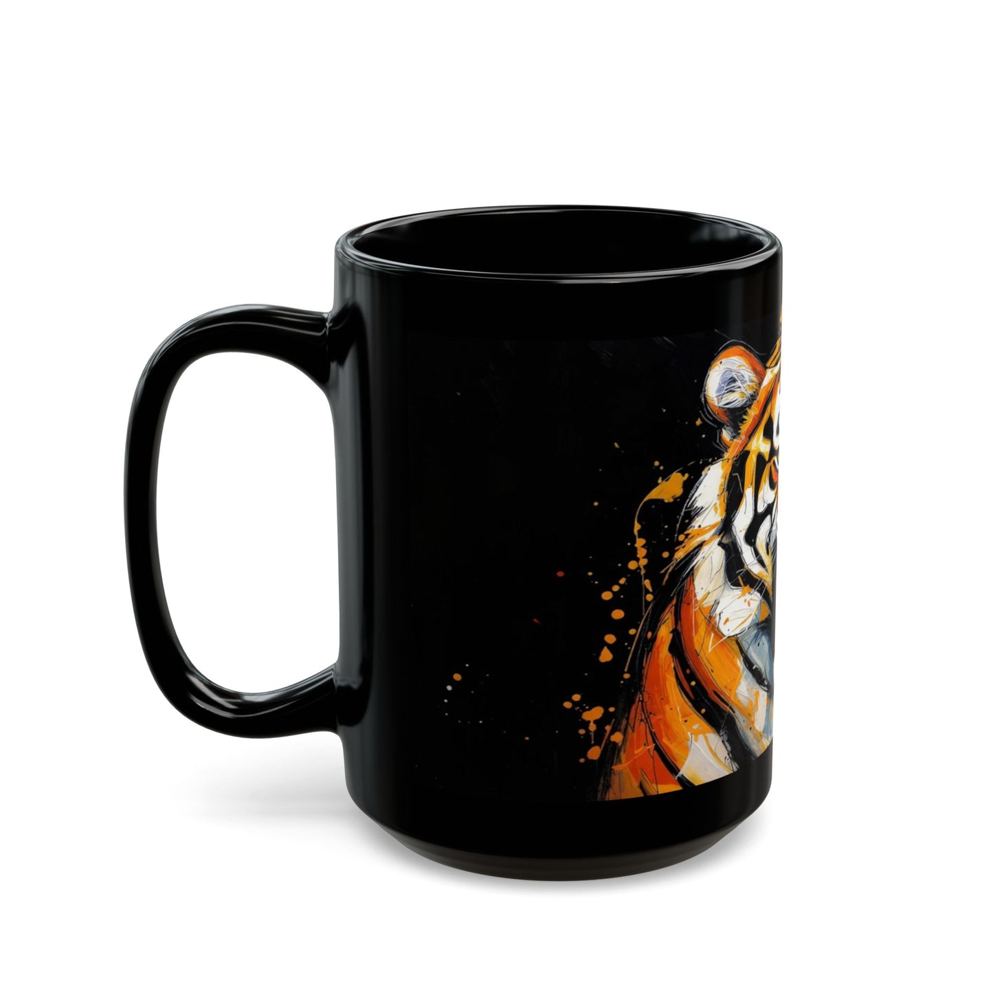 Roaring Tiger Black Mug — Bold Ceramic Coffee Cup (11oz/15oz)