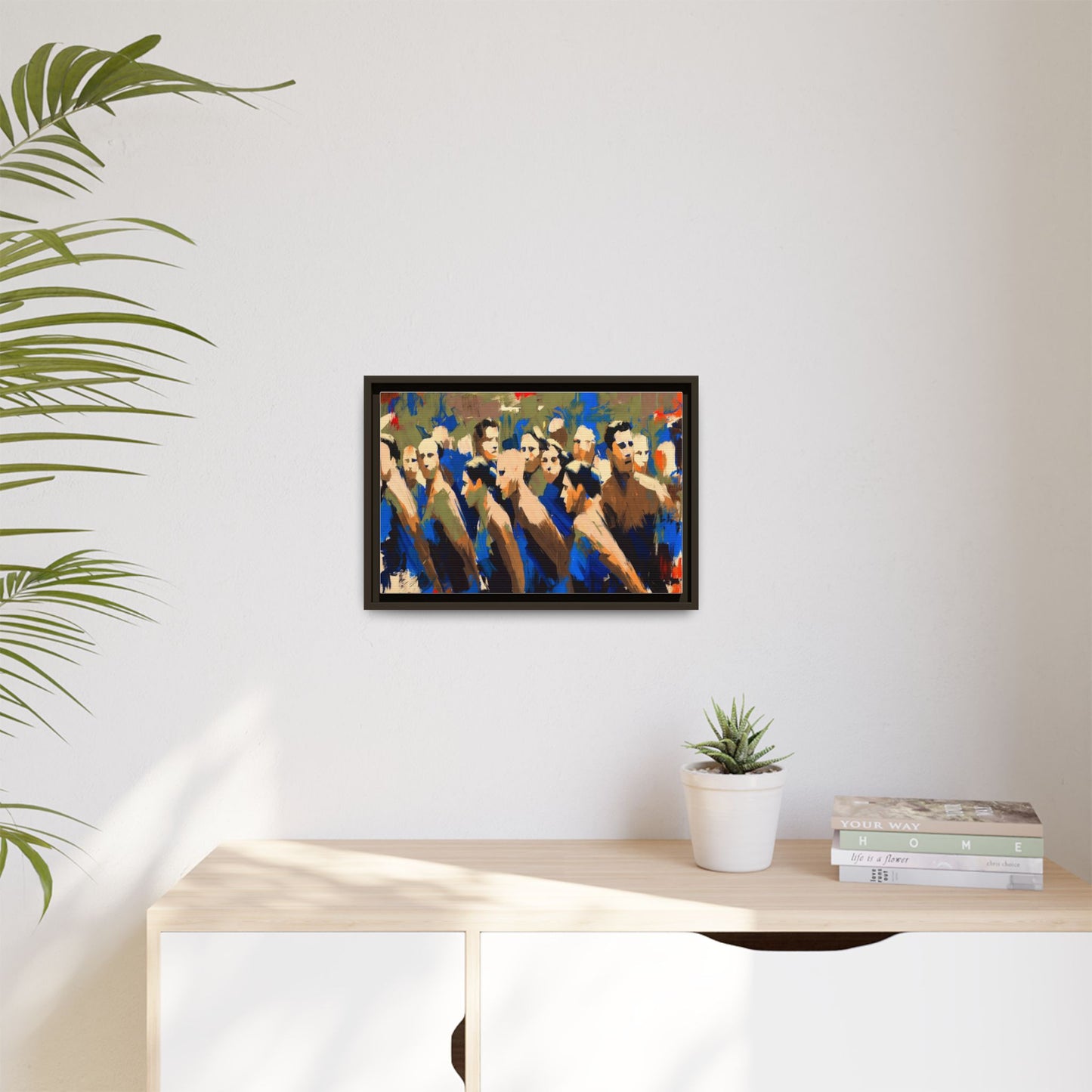 Abstract Crowd Matte Canvas Print — Framed Multi-Color Wall Art