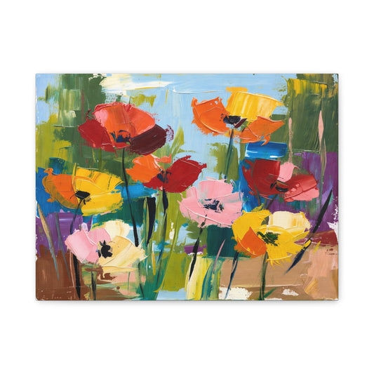 Colorful Abstract Floral Canvas Wall Art — Matte Stretched 1.25"