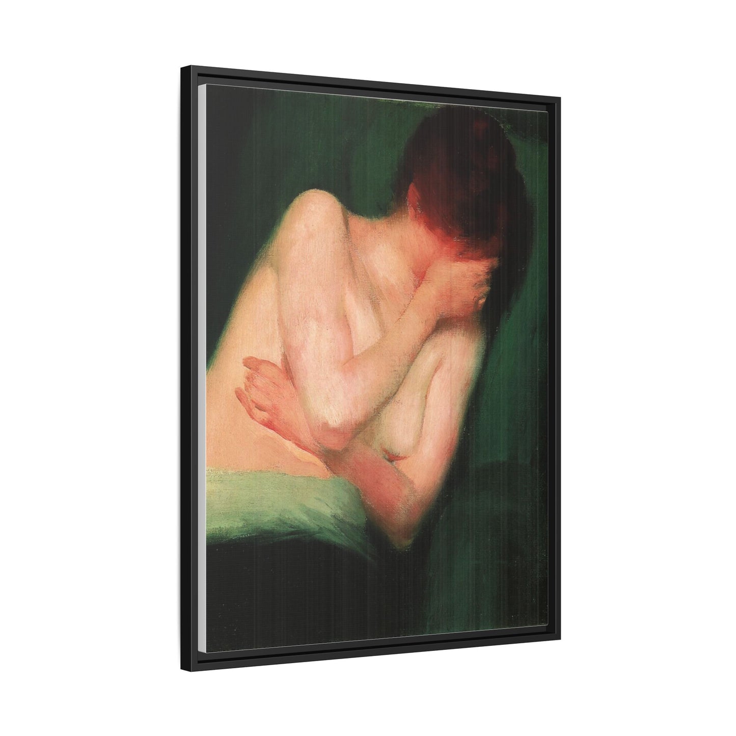 Female Nude by János Vaszary Framed Matte Canvas Wall Art Print