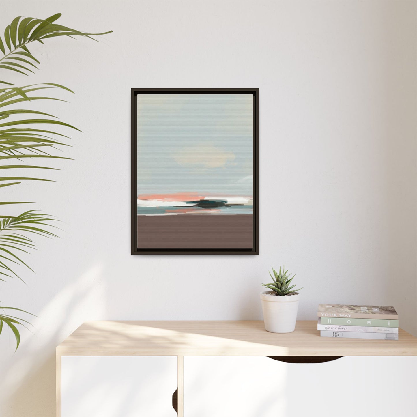 Framed Matte Canvas Print — Soft Coastal Abstract Landscape