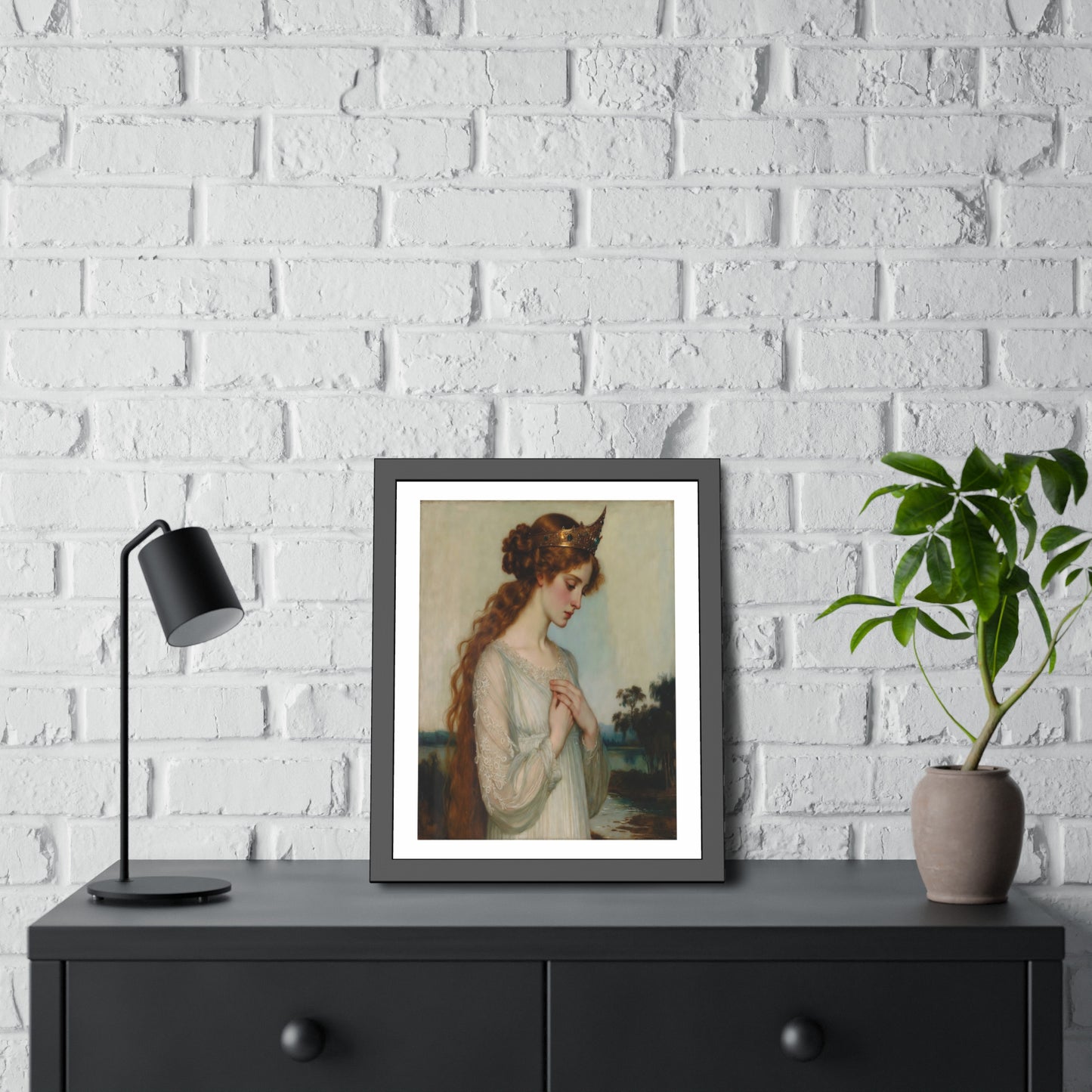 Framed Art Print — Pre-Raphaelite Woman Portrait, Vintage Romantic Wall Art