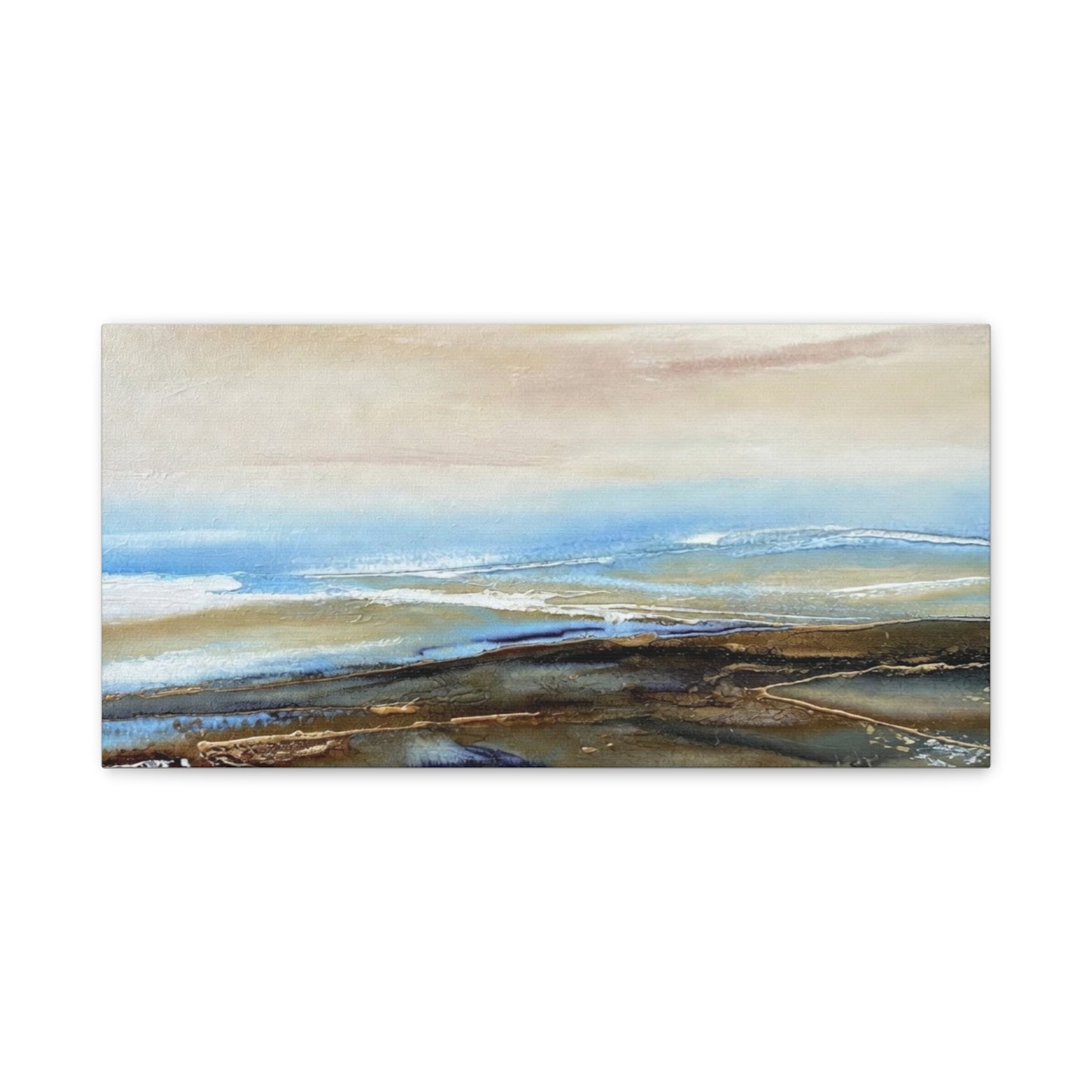 Coastal Abstract Matte Canvas Wall Art — Serene Ocean Horizon Stretch