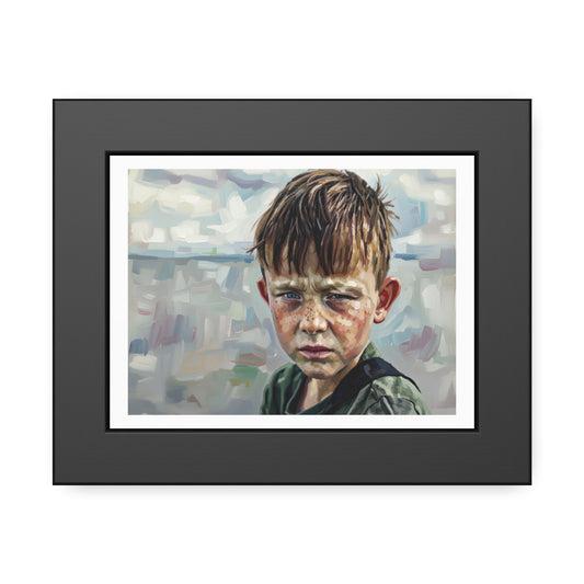 Framed Poster — Weathered Boy Portrait Art Print