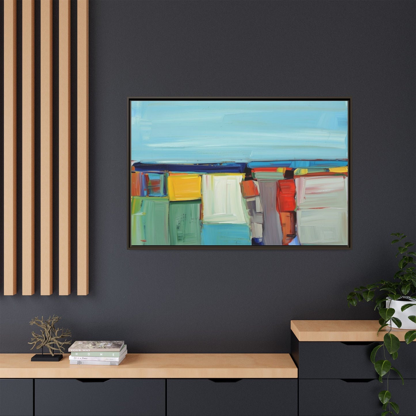 Abstract Coastal Blocks Matte Canvas Print (Framed)