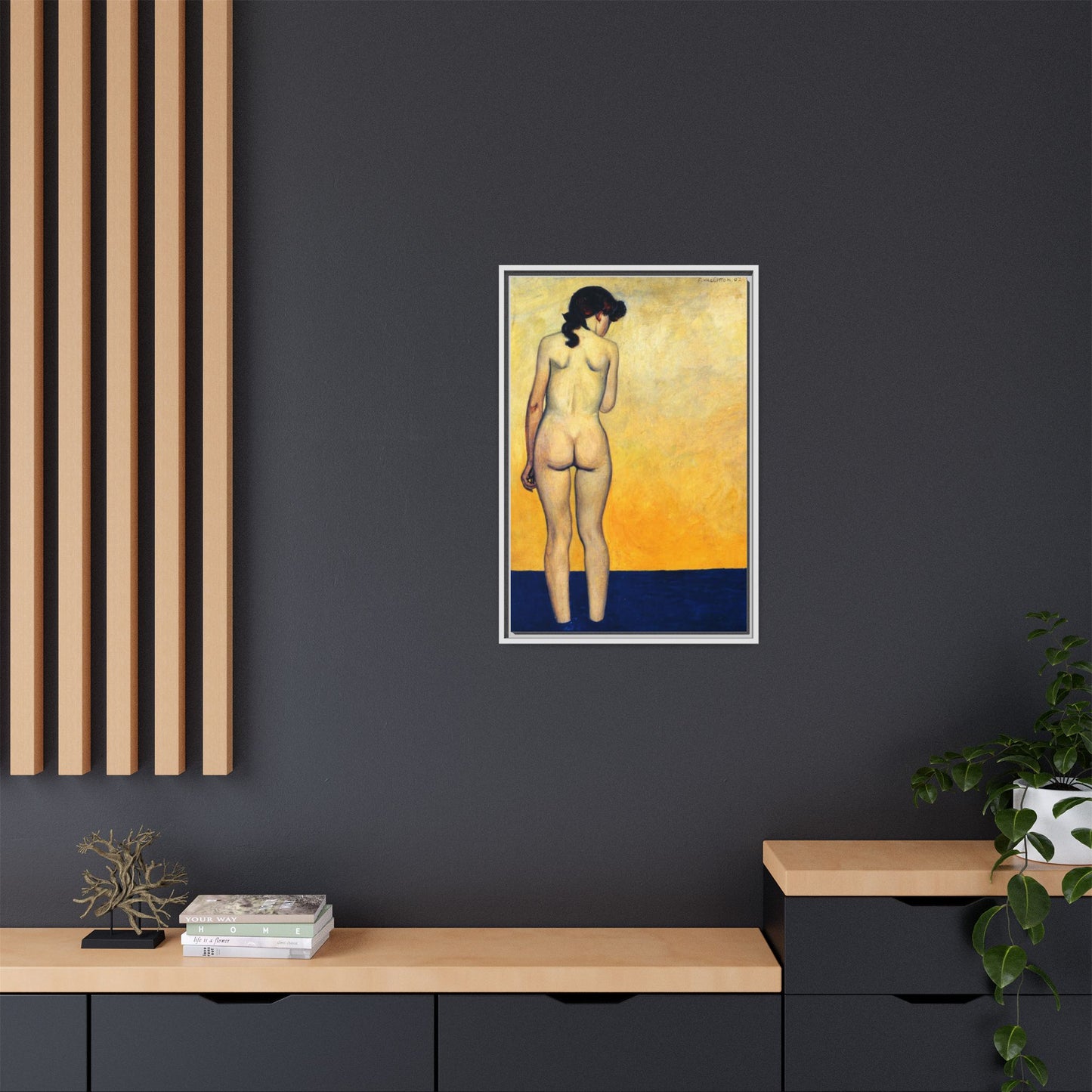 Adolescente entrant dans l'eau by Félix Vallotton Framed Matte Canvas Wall Art Print
