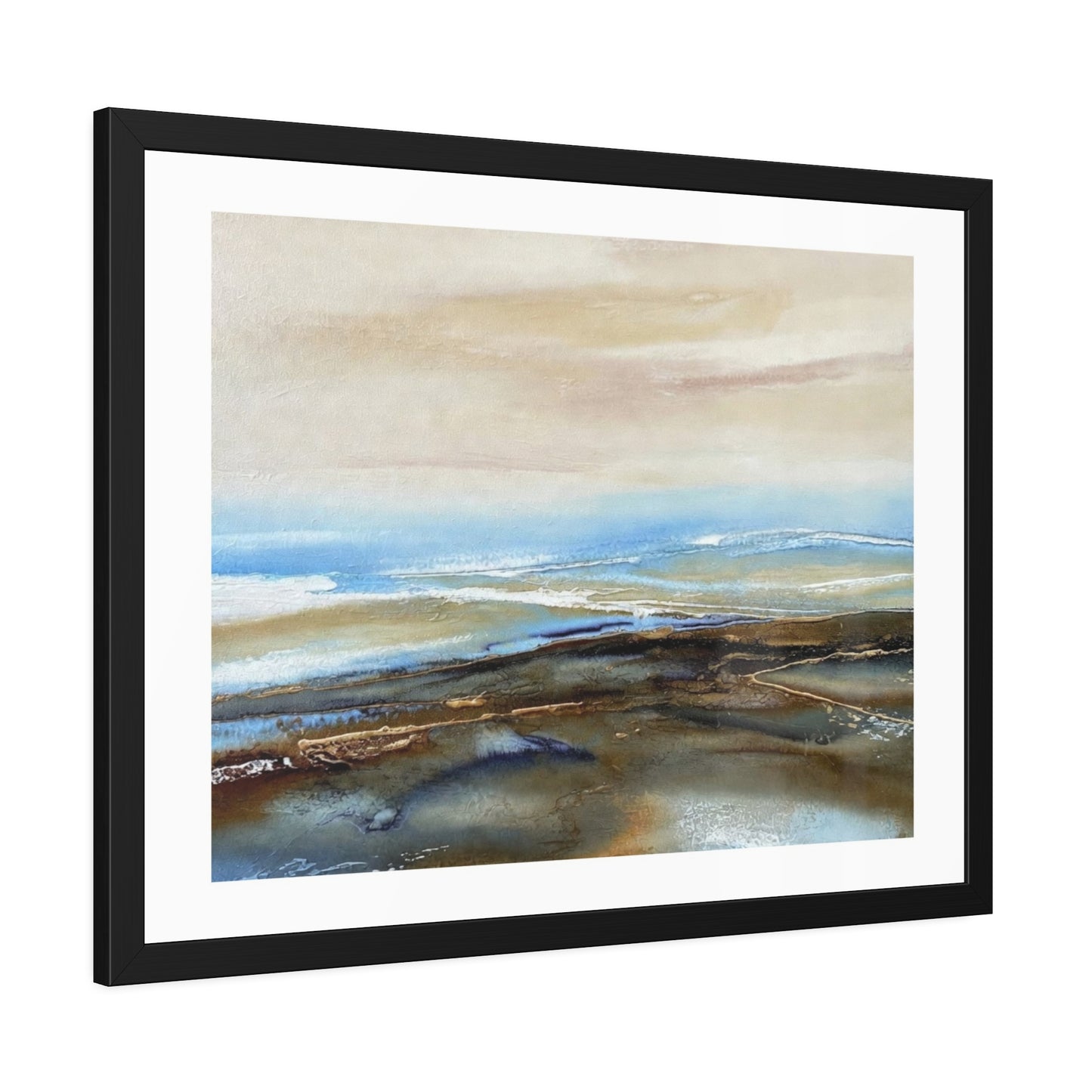 Framed Paper Poster — Abstract Coastal Watercolor Landscape Print